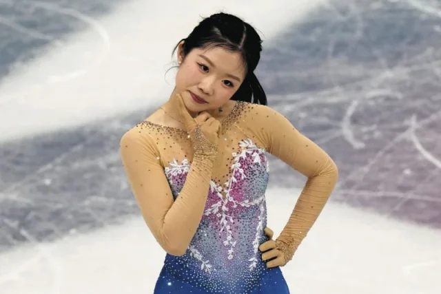 フリー演技を終えた直後の中井亜美選手