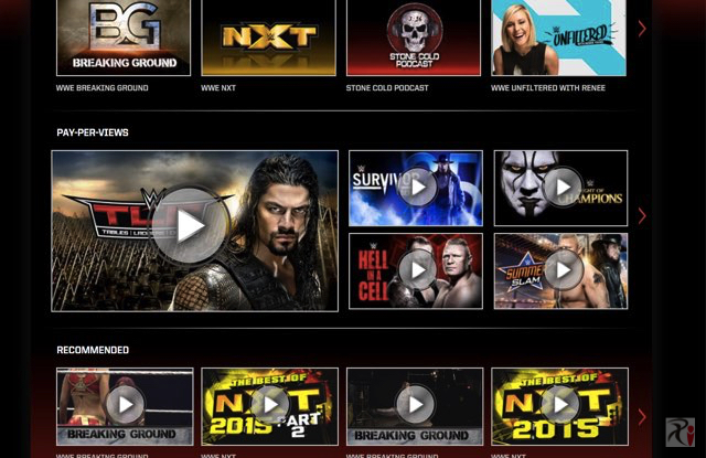 WWEネットワークトップ画面